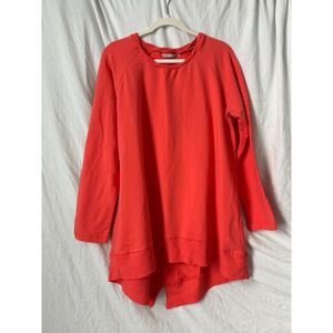 Soft Surroundings Coral Long Sleeve Sweater Crewneck Braided Neckline XL Cotton